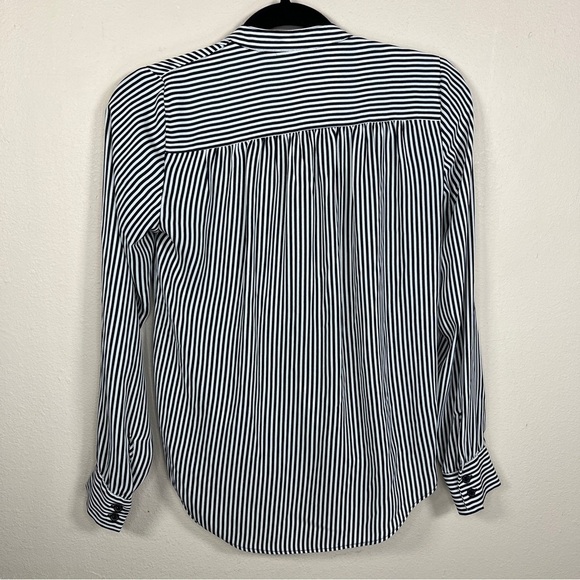 SIZE 0 INC BLACK WHITE STRIPED LONG SLEEVE  FLOWY DRAPED - Picture 4 of 6